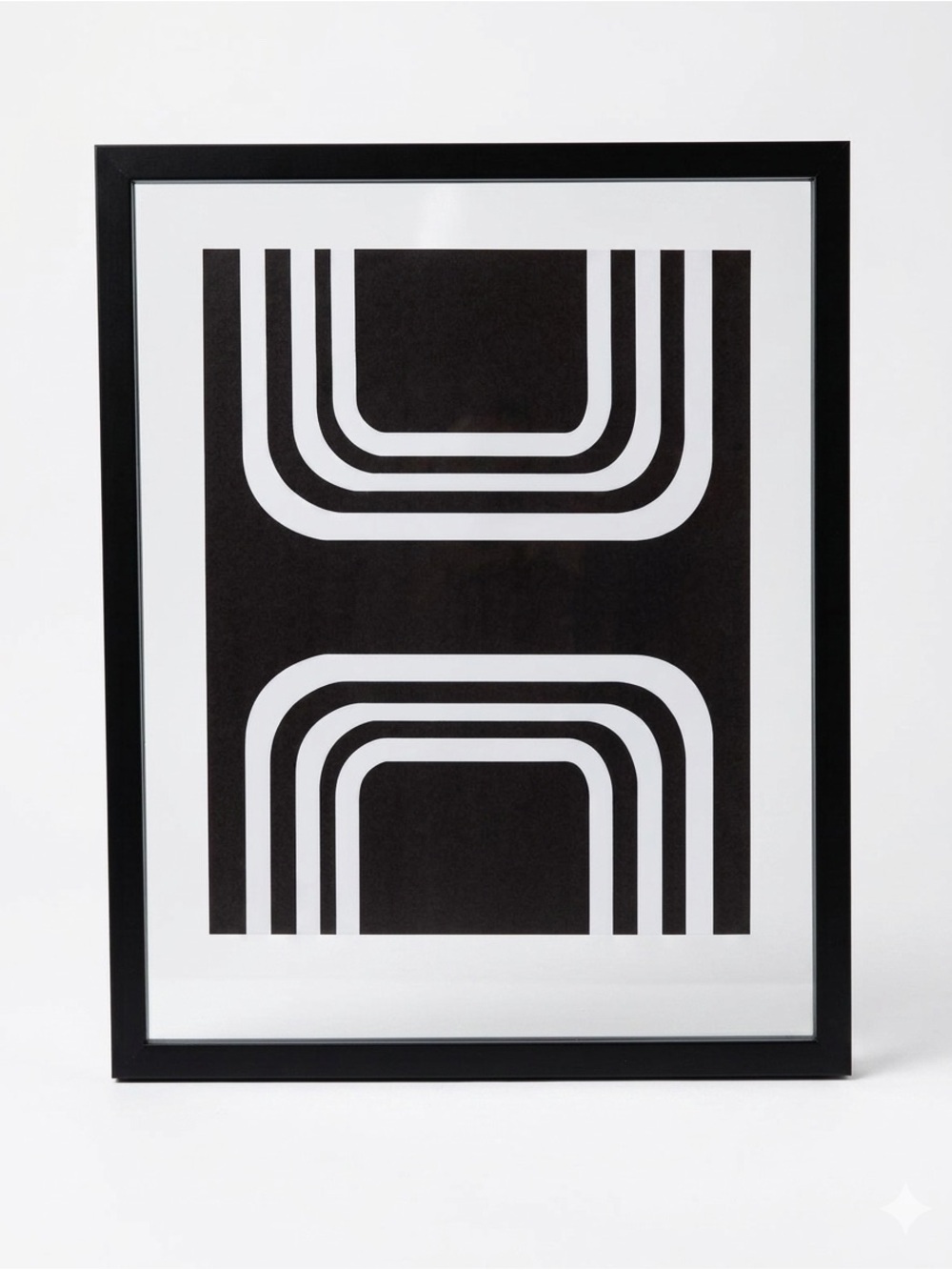 Project 62 MCM Black Floating Gallery Frame 15x19 & Abstract Giclee Art 11x14